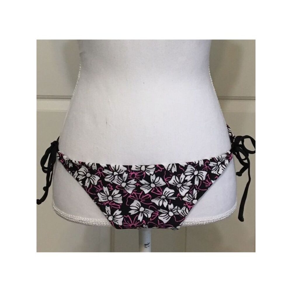 NWT XHILARATION Women's Pink Printed Lined Tie Bikini Swimwear Bottom S